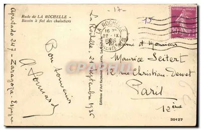 Rada La Rochelle — Basen do kotwienia łodzi rybackich — Wydawnictwo Art Raymond Berjevin — Rewers