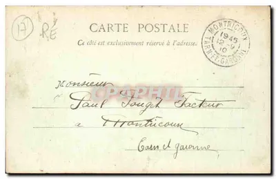 Cartolina d'epoca Entrata del porto della flotta Isola di Re (barca faro faro) — Verso