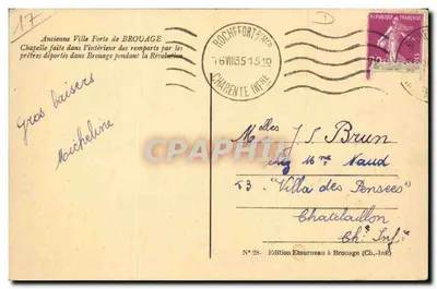 Velha Cidade Forte de Brouage — Capela no interior dos muros — Edição Etourneau em Brouage (Ch.-Inf.) N° 28 — Verso