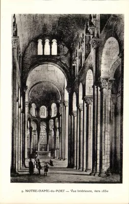 Notre-Dame-du-Port — Vista interna, cerca de 1830 — Fototipia Blenainré, Reims