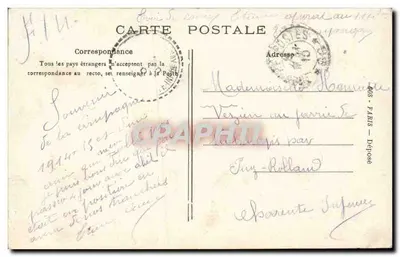 Uhlans verrast door onze 75 mm van Lens — militaire illustratie — uitgever P. (P. P. ?) n°20 — Achterkant