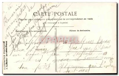 Criança em uniforme e menina com buquê — Boa Ano 1914 — J. Boulanger — Verso