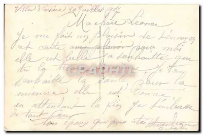 Soldado em uniforme — Mensagem de amor para a mulher em casa — La Turrit, n° 2395, Vise, Paris — Verso