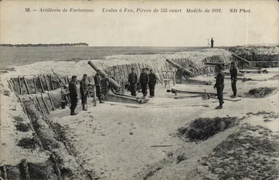 Artilharia de Fortificação — Escolas de Fogo, Peças de 155 curto Modelo de 1881 — ND Phot.