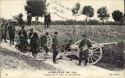 Canhões de 75 m/m em vigilância — Campanha de 1914 — ND. Phot.