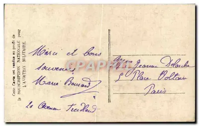 Jovem mulher segurando a bandeira francesa — aviadores em voo — editor P.T.T. n° 745 — Verso