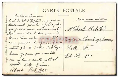 Aviador con bandera francesa — 1914 — Editor: Mesange, n° 121 — Reverso