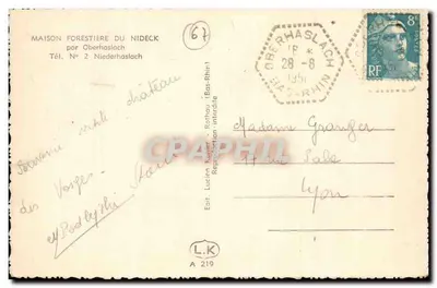 Nideck (Bass-Rhin) — Dziewczyna Olbrzyma — wyd. L.K. n° A 219 — Rewers