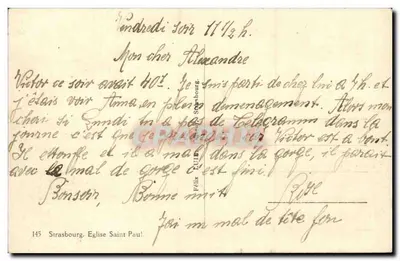 Strasburg — Katedra Świętego Pawła — widok katedry i kanału — wydawca nieznany, n° 145 — Rewers