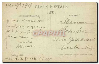 Kościół w Gildwiller, bombardowany przez Niemców — W Alzacji — Wydawnictwo Chadorne, Faubourg de France, Bellort — Rewers