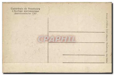 Katedra w Strasburgu — Astronomiczny zegar — Wydawca D'ART alaski Strasburg, ulica Guinain — Rewers