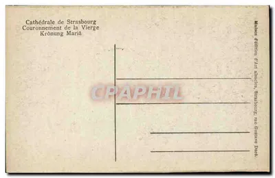 Katedra w Strasburgu — Królowanie Najświętszej Panny Maryi — Wydawnictwo Artystyczne Alzackie, Strasburg — Rewers