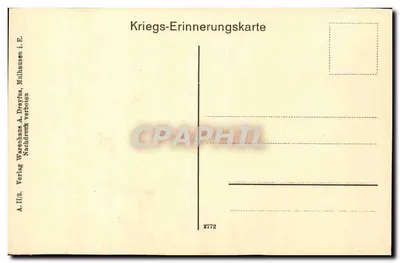 Zniszczenia w Burtzweiler niedaleko Mühlhausen i. Els — Karta pamiątkowa wojenna n°2772 — Rewers