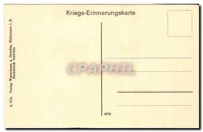 Niemieckie groby oficerów w Modenheim przy Mühlhausen w Elsazie — Karta pamiątkowa wojenna — Wydawnictwo Warenhaus A. Dreyfus, nr 2773 — Rewers