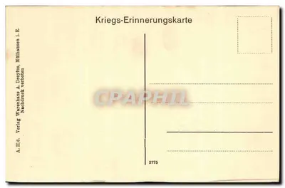 Zniszczona siedziba w Nieder-Aspach i. Ob. Els. — Kartka pocztowa pamiątkowa wojenna — wydawca A. II./6. Dreyfus, nr 2775 — Rewers