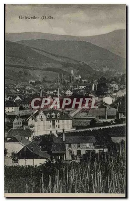 Gebweiler (O.Els.) — vista panorâmica do vilarejo e das vinhas — editor Felix Luh, Strasbourg