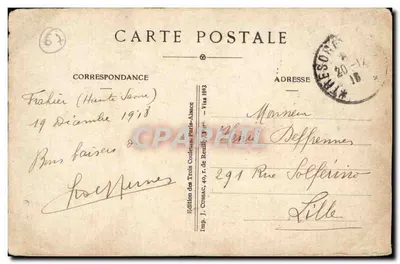 Alsácia-Lorena — carta postal histórica — Edição das Três Cores, Paris — Verso