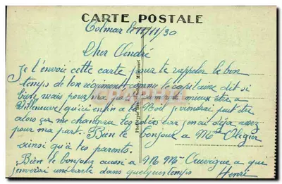 Colmar — Quartel Maker — 152º Regimento de Infantaria — 6º e 5º Companhias — Edit. Dubray, Cantinier — Verso