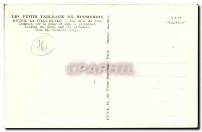 Rouen, miasto-muzeum — Widok z mostu Corneille na Seinie i ku katedrze — VONA, N° 1129 — Rewers