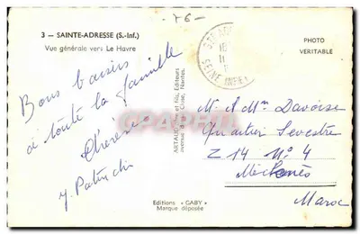 Sainte-Adresse (S.-Inf.) — Ogólny widok w kierunku Le Havre — Wydawnictwo Caby — Rewers