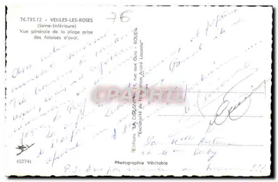 Ogólny widok plaży z falii północnej — Cigogne, Veules-les-Roses — Wydawnictwo La Cigogne — Rewers