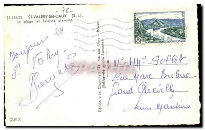 St-Valéry-en-Caux — plaża i skały górne — Cigogne — Rewers