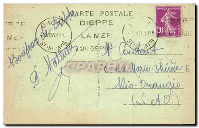 Dieppe — Widok na Kasyno i Morze — G. Arnaud, wydawca, n°80 — Rewers