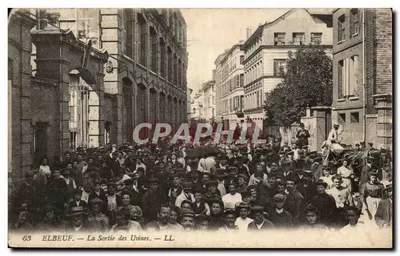 Elbeuf - Saída das Fábricas - Bilhete postal antigo