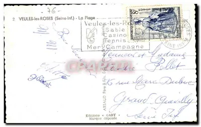 A Praia em Veules-les-Roses — Editor Gaby, série 76 — Verso