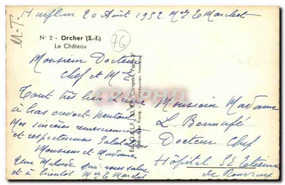 Castelo de Orcher — S.-I. — Editor Ed.C.A.L.F. Paris — Verso
