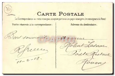 Rouen — Port i nabrzeża — Rysunek piórem — Rewers