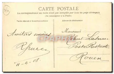 O Pont Transbordeur em Rouen — desenho à pena, editor A. Goulon, série A.38 — Verso