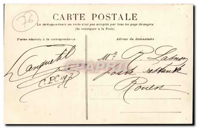 Rouen - Place de la Pucelle — editor C. D. N° 325 — Verso