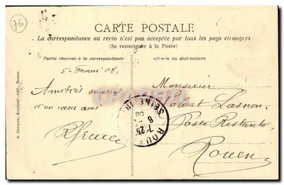 Ulica Saint-Romain, Rouen — widok ulicy — A. Goulon, wydawca, nr 76 — Rewers