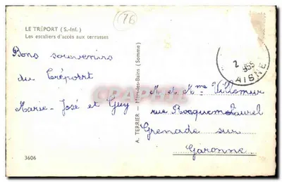 Le Tréport (S.-Inf.) — Schody prowadzące na tarasy — A. Terrier, n°3606 — Rewers