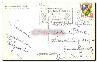Veules-les-Roses — Parking — Plaża — Wydawca Combière, nr 76 — Rewers