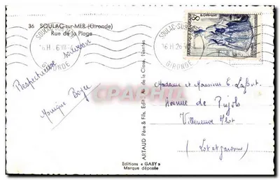 Hotel de France — SoulaC-sur-Mer — Uitgave Gaby — Achterkant