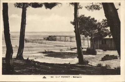 Cap Ferret - Bélisaire — vista da praia e do cais — editor C.A. des Arts Photomécaniques, Strasbourg