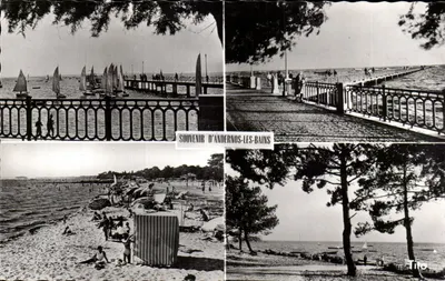 Andernos-les-Bains — vista da ponta, praia e pinheiros — Tito