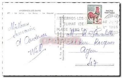 Andernos-les-Bains — vista da ponta, praia e pinheiros — Tito — Verso