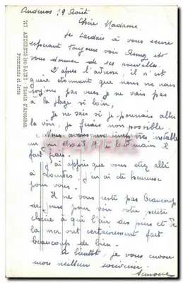 Praia de Arcachon — banhistas e embarcações — Elcée — Verso