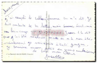 Souvenir de La Hume — Wydawnictwo Renaud & Buzaud, Bordeaux — Rewers