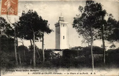 Pointe-de-Grave (Gironde) — O Farol e a Floresta — Fototipia Marcel Delboy, Bordeaux