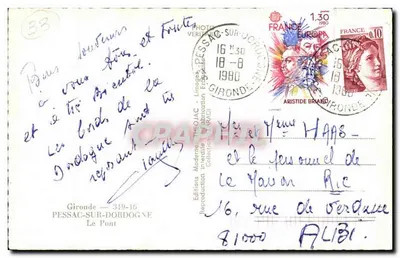 Ponte sobre a Dordogne — Pessac — Chezjac — Verso