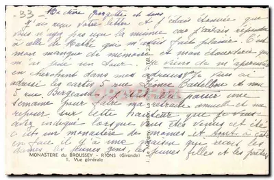 Mosteiro de Broussey — Rions (Gironde) — J. Le Maitreney, editor — Verso