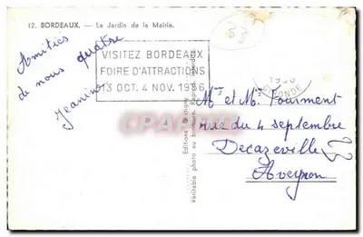Bordeaux — Jardim da Prefeitura — Éditions Eduug, n°12 — Verso