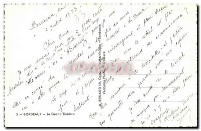 Bordeaux — Le Grand Théâtre — éditeur M. Beriaud, 2 — Verso