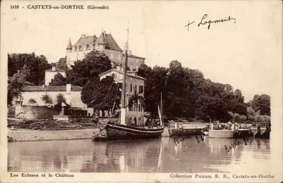 Castets-en-Dorthe (Gironde) — As Escadas e o Castelo — Coleção Puieau, R. B.