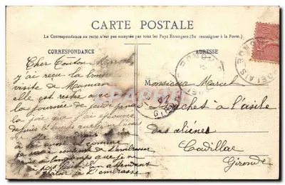 Verdelais (Gironde) — Cachoeiras da Garonnelle no Luc — Henry Guillier, rua Founoueve, n°4513 — Verso
