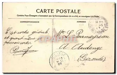 Savignac-sur-l'Isle, castelo e seu parque — Henry Guillier, rua Fonneuve — n° 4437 — Verso